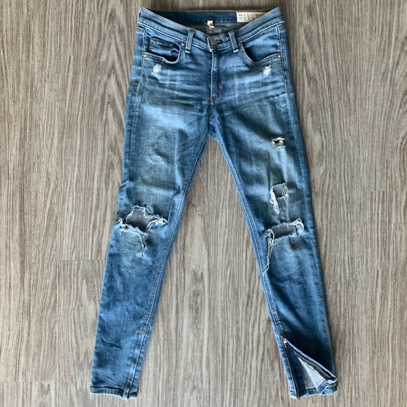Rag & Bone Ripped Blue Jeans - Picture 1 of 7